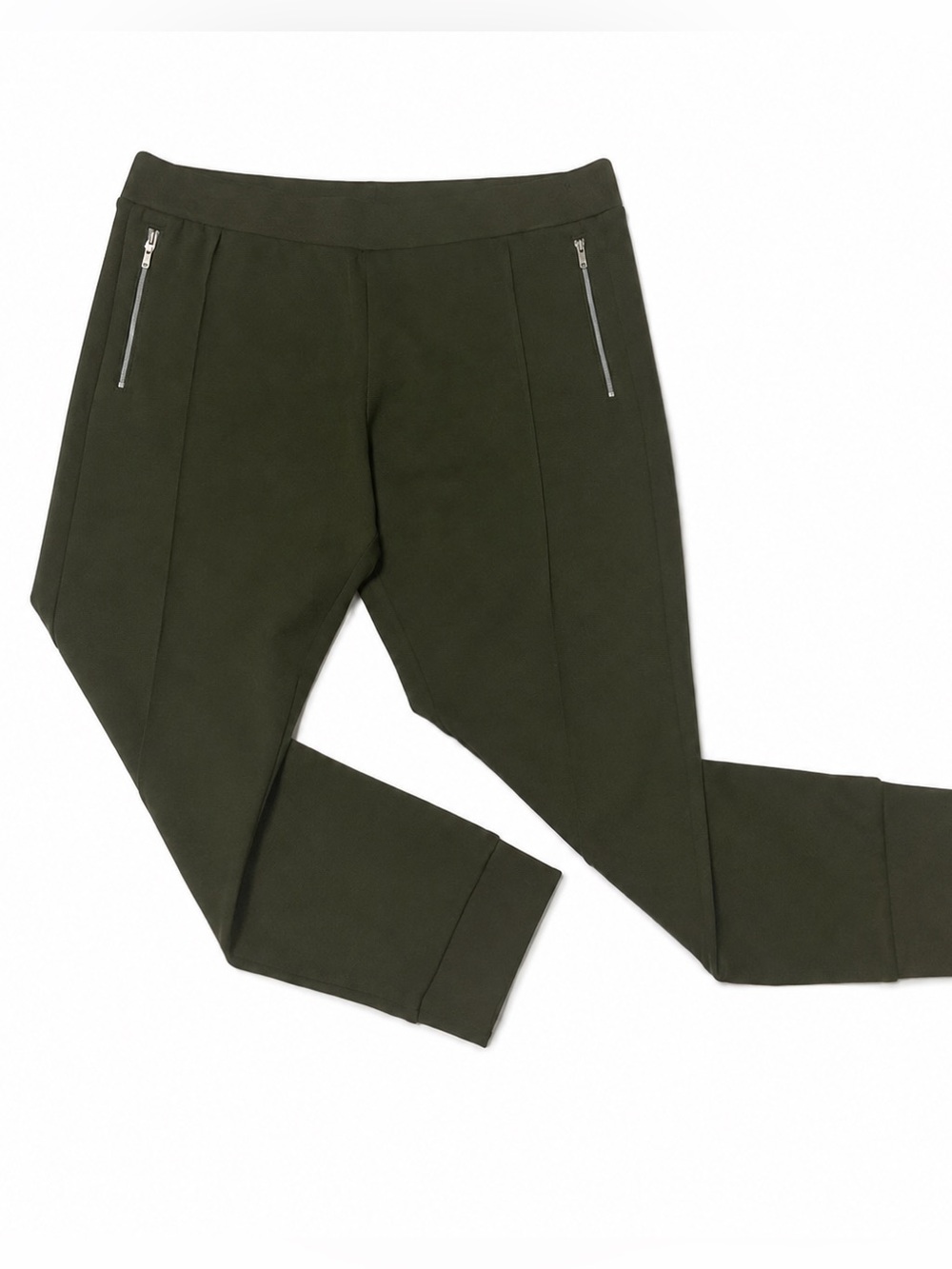 COS MEN,OLIVE GREEN,CROPPED,ZIPPER FRONT POCKETS,CASUAL,STRETCHY PANTS,SIZE-XL